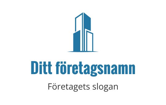 Modern blå skyskrapa logo design med rena linjer och djärv typografi