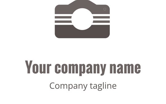 Snyggt grått logotypdesign med en stiliserad kamerakontur