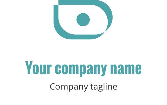 Teal logo med en stiliserad kamera och eleganta linjer