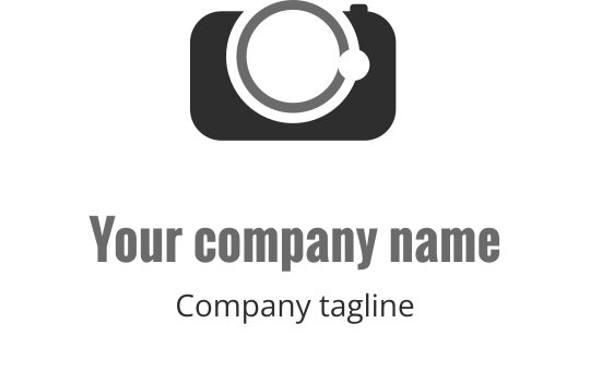 Snyggt grått logotypdesign med en stiliserad kamerakontur