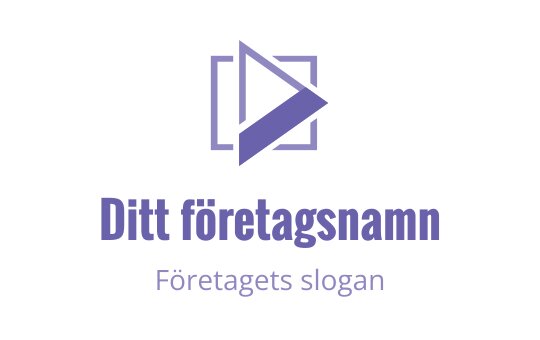Modern geometrisk logotypdesign med en play-knapp och fyrkantiga element