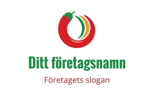 Vibrant röd tomatlogo med gröna och gula accenter
