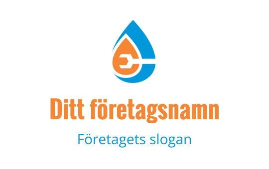 Modern logotypdesign med en vattendroppe och en skiftnyckel i livliga färger