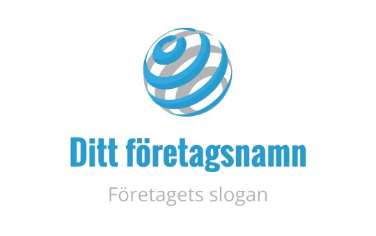 Modern blå och vit globlogo med böjda linjer