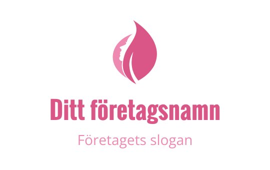 Stilren rosa logotypdesign med ett blad och silhuettprofil