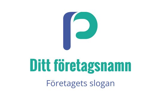 Modern blå och grön logotypdesign med en stiliserad bokstav P