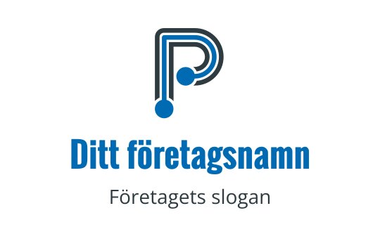 Modern blå och grå logotypdesign med en stiliserad bokstav P