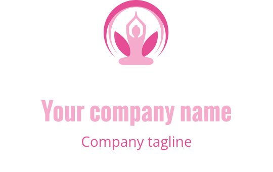 Elegant rosa logotypdesign med en meditativ figur och lotusblad