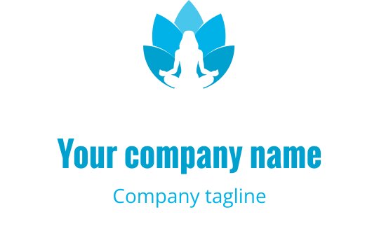 Lugn lotusblomma logo design med en mediterande figur i blått