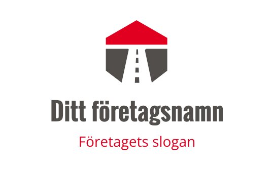 Modern logotypdesign med ett rött tak och väginslag