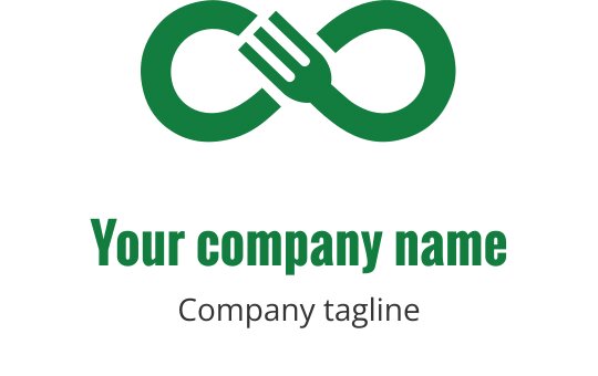 Modern grön logotypdesign med sammanflätade gafflar i en oändlig form