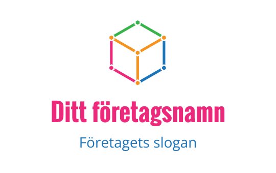 Färgglad geometrisk kublogo med kopplade punkter och fet text