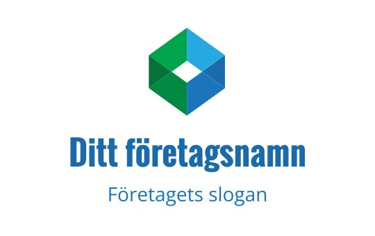 Modern geometrisk logotypdesign med en grön och blå hexagonal form