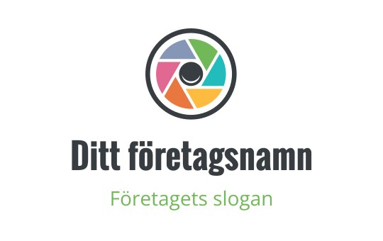 Färgglad logotypdesign med kameralinse och cirkulär form samt fet text