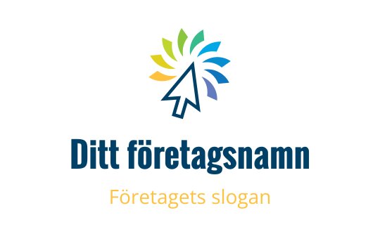 Färgglad logotypdesign med stiliserade pilar och blad