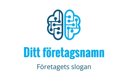 Modern blå hjärnlogo med kretsmönster