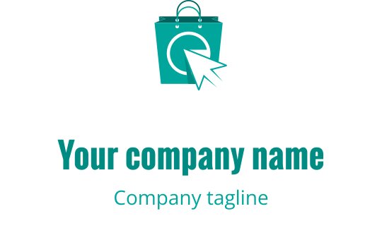 Teal logo med en stiliserad shoppingväska i modern design
