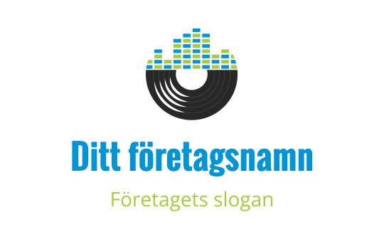 Modern logotypdesign med vinylskiva och ljudvågselement