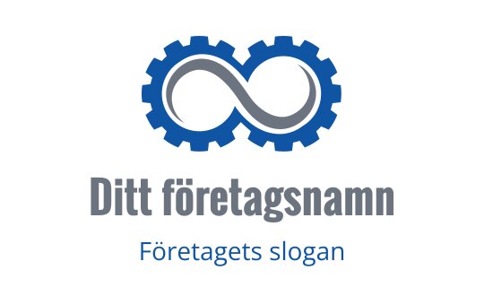 Modern blå växel logo design med en oändlighetssymbol i mitten