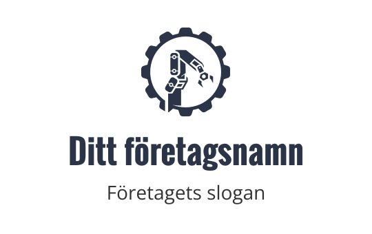 Modern logotypdesign med en robotarm inom en kugghjulsform