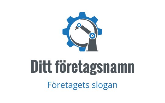 Modern logotypdesign med en växel och robotarm i blått och grått
