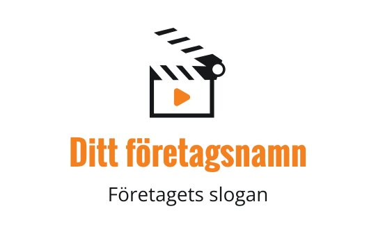 Kreativ logotypdesign med en filmklappa och en orange play-knapp