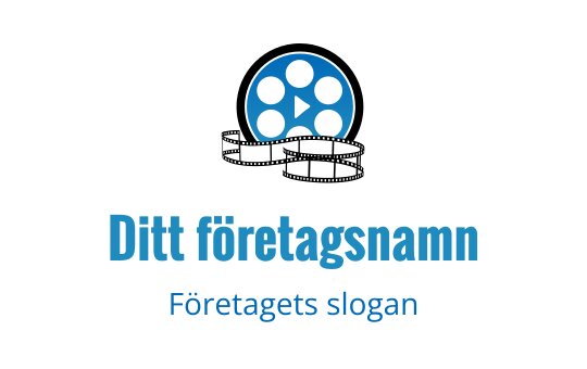 Modern blå filmrulle logo design med play-knapp accent