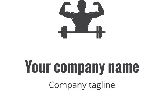 Fet logo design med en muskulös figur som lyfter vikter