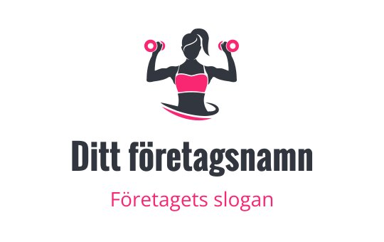 Dynamisk fitness logotypdesign med en kvinna som lyfter vikter i rosa och grått