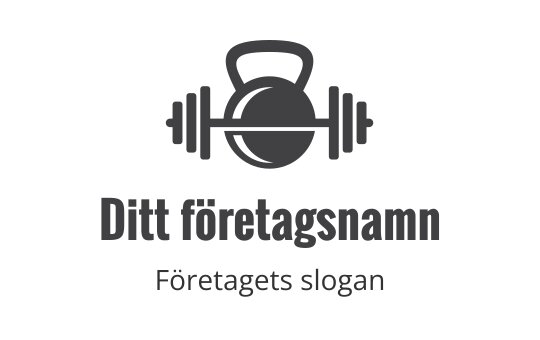 Tydlig kettlebell logotypdesign med skivstångselement i mörkgrått