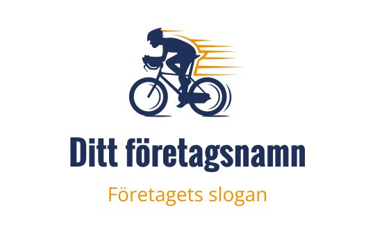 Dynamisk cyklist logo design med rörelselinjer i blått och orange