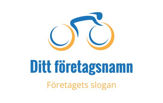 Dynamisk cyklist logo design med blå och orange cirkulära hjul