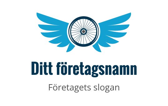 Vinghjul logo design i blått med fet typografi