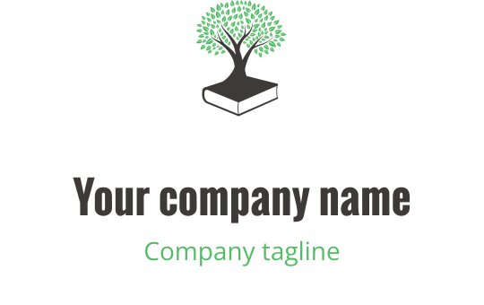 Modern limegrön och grå logotypdesign med en abstrakt bokform