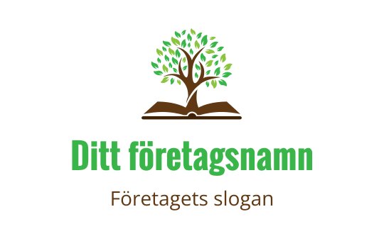 Trädlogo med gröna blad ovanför en öppen bok