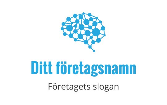 Kreativ blå hjärnlogo med sammanlänkade noder och text nedanför