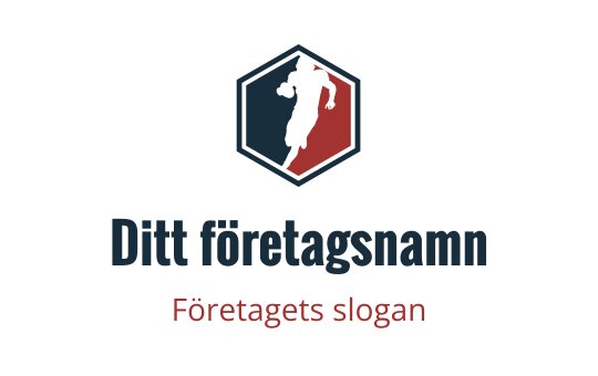 Dynamisk hexagonal logotypdesign med en löpare i blått och rött
