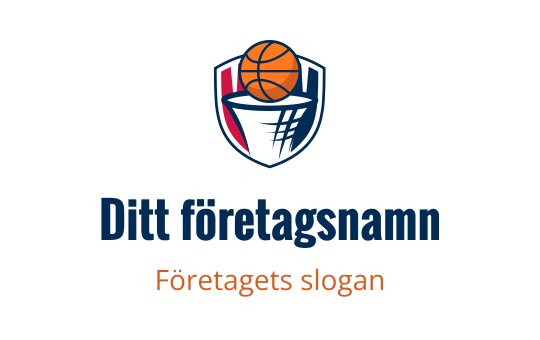 Fet basketlogo med en korg och en orange boll