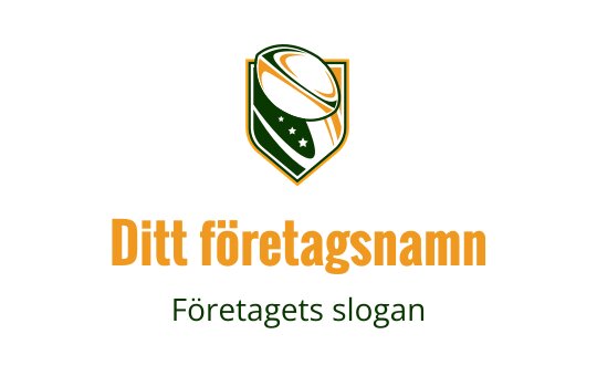 Fet sköldlogo med gröna blad och orange detaljer