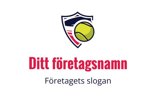 Sköldlogo med en tennisboll och röda accenter
