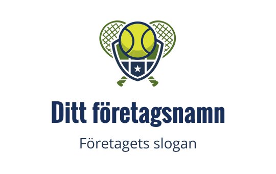 Lekfullt logotypdesign med en tennisklubba och boll i livliga färger