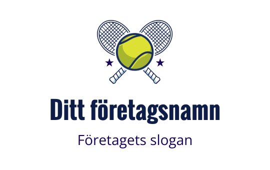 Modern tennis logo med korsade racketar och en gul boll
