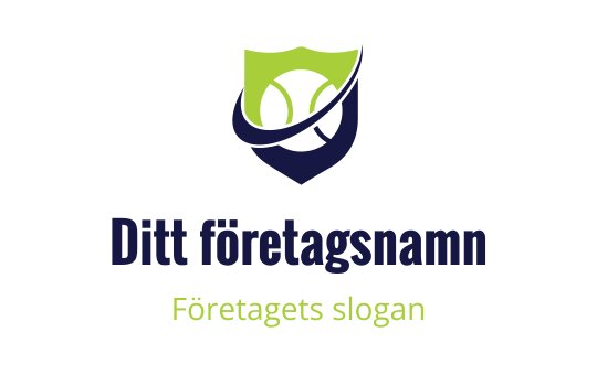 Modern sköldlogo med gröna och marinblå inslag