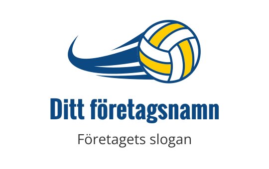 Dynamisk logotypdesign för volleyboll med blå och gula accenter