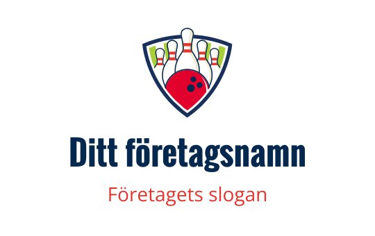 Färgglad logo design för bowling med käglor och en boll i sköldform
