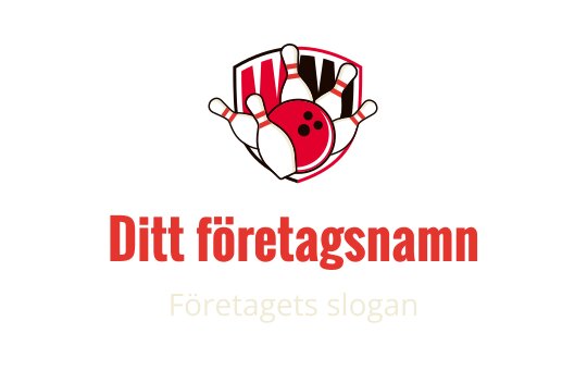 Fet bowlinglogo med en röd boll och käglor på en sköld