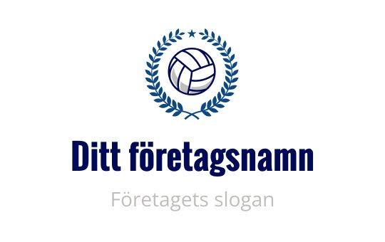 Fet volleyboll logo design omgiven av en lagerkrans i blått