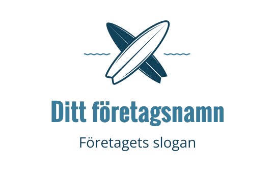 Stilren logo design för surfbräda med vågor och modern typografi