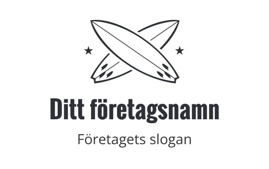 Minimalistisk logotypdesign med korsade surfbrädor och stjärnor