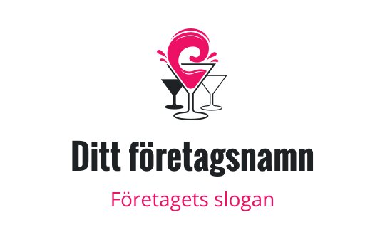 Lekfullt logotypdesign med en rosa våg ovanför två cocktailglas